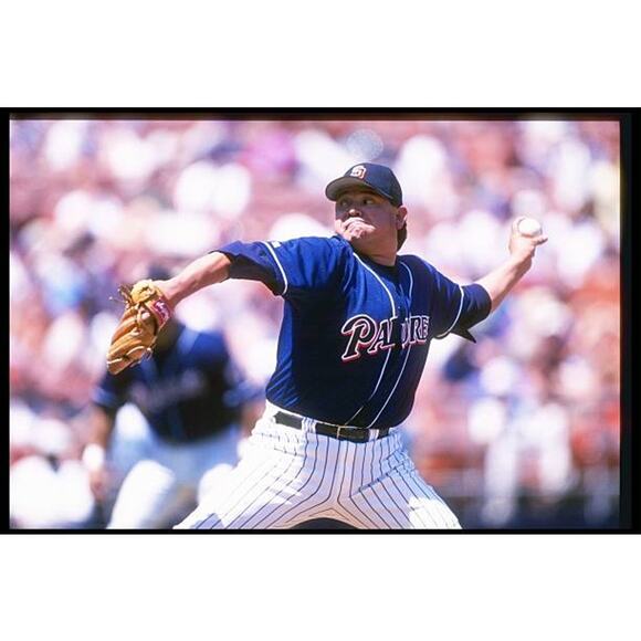 San Diego Padres 1997-1998 Russell DIAMOND jersey 44 M navy orange MLB vintage - Picture 8 of 15